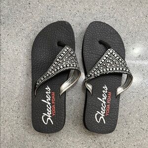 Skechers Black and Silver Embellished Sandals